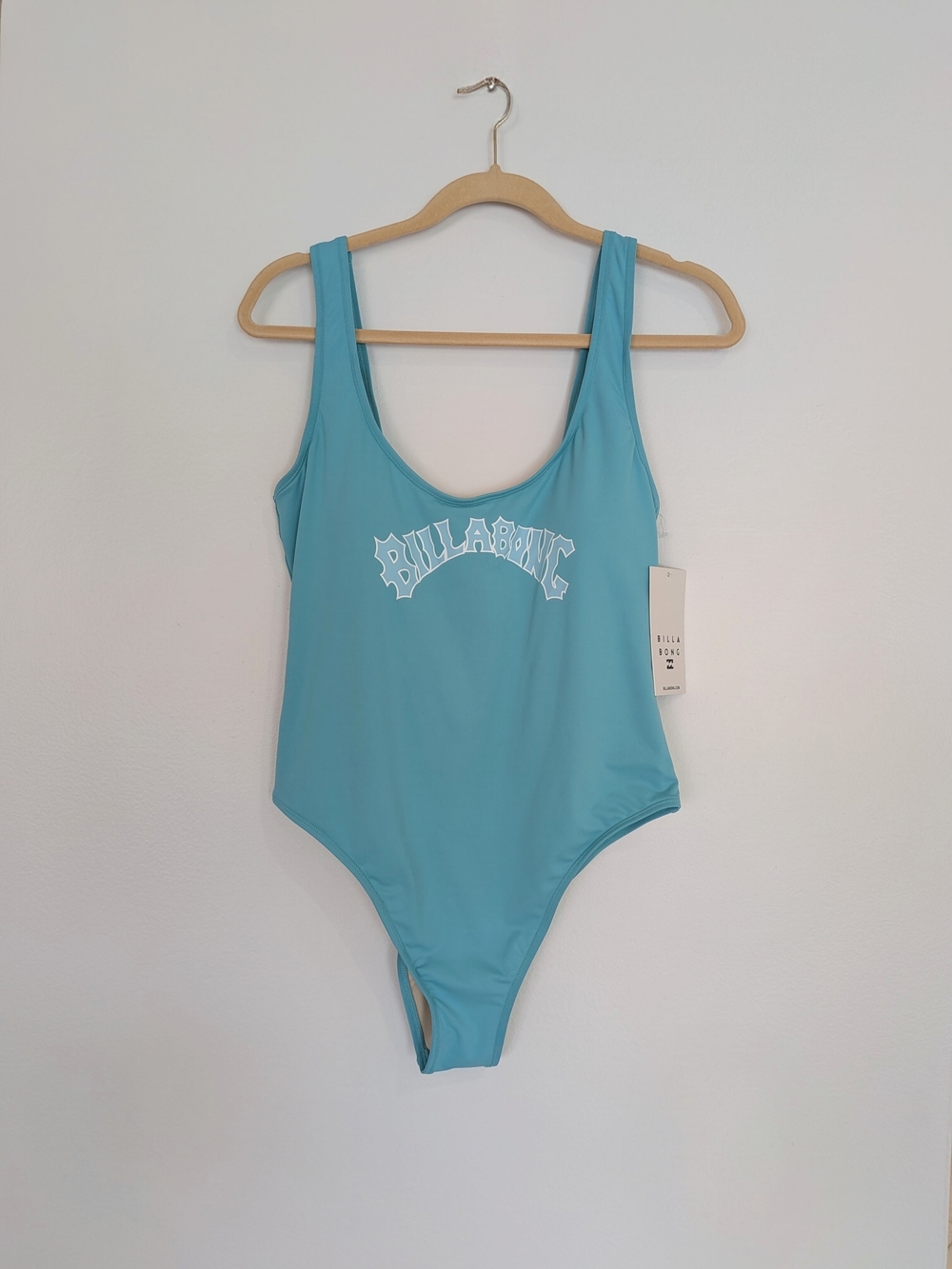 Billabong Blue Solid One Piece Swimsuit Wide Strap High Leg Lined Stretch XL - Picture 2 of 9